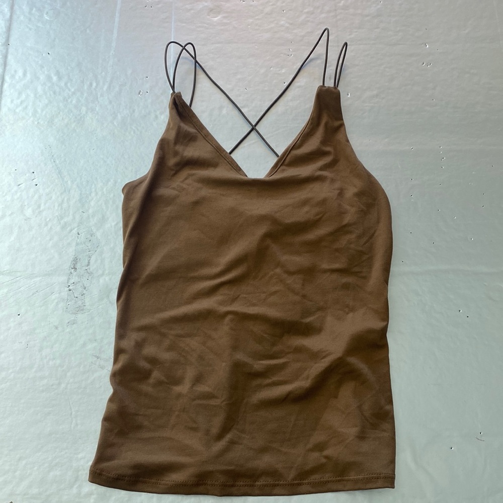 Brown spaghetti strap tank